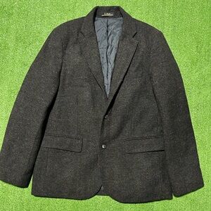 Vintage L.L. Bean Wool Blend Padded Blazer Brown Herringbone 40R Winter Jacket